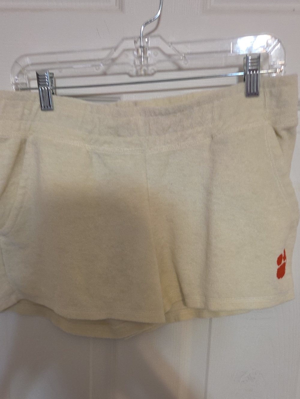 Cozy Cream Women's Terry Shorts with Orange Paw Accent Clemson